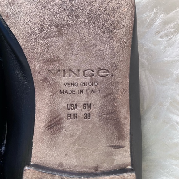 Vince Shoes V-Cut Black Leather Slip-On Mules Size: 6 - Picture 10 of 12